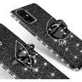 thumbnail image 4 of Glitter Phone Case For Galaxy S20 Plus/S20+ Case, Ring Kickstand Bling Cover for Girls Women Diamond Sparkly for Galaxy S20 Plus - Black, 4 of 5
