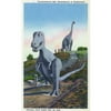 Rapid City, South Dakota Dinosaur Park View of T-Rex, Brontosaurus Statues Collectible Art Print Wall Decor Travel Poster, Available in Multiple Sizes