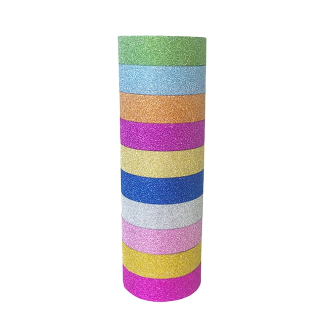 MasteelfCA 10PCS Glitter Washi Tape Set Solid Color Decorative DIY Tape Kit for Arts Crafts - Random Color