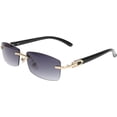 thumbnail image 1 of GFDYREE Flawless Slim Dean Rimless Sunglasses Rectangular Metal & Wood Art Glasses, 1 of 5