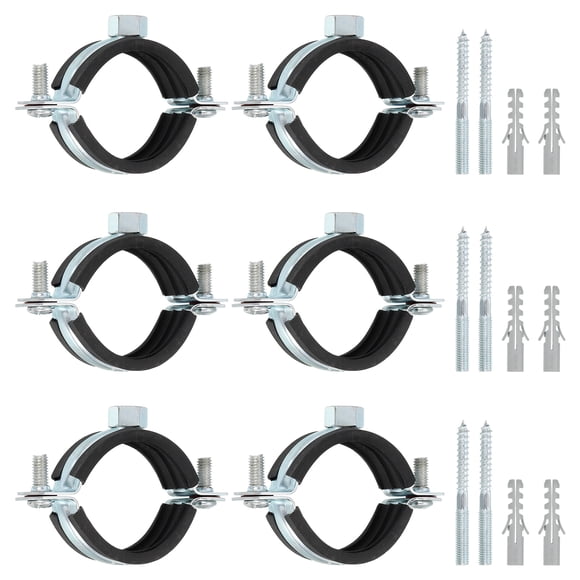 Uxcell 6 Pack Adjustable Pipe Bracket Clamp, 1-1/2"(38mm) Wall Ceiling Mount Support