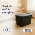 thumbnail image 2 of Homz 6618BKTS.08 18 Gallon Durable Molded Plastic Storage Bin w/ Lid, Black/Gray, 2 of 11