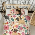 thumbnail image 3 of Dogs with Flowers Duvet Cover and Pillowcase Set for Single Bedding, Bedroom Accessories for Kids Teens, 3 of 5