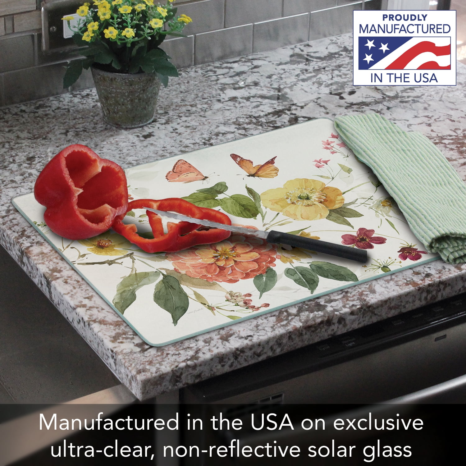 CounterArt Blessed by Nature 3mm Tempered Glass Cutting Board 15" by 12"