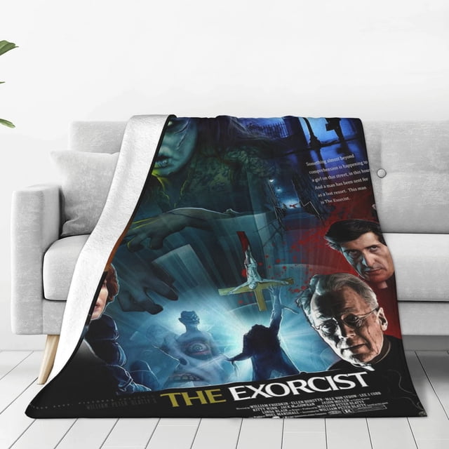 Manta de la película El Exorcista, manta de Halloween, manta de franela polar ultra suave para sala de estar, sofá cama