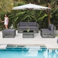 thumbnail image 1 of Costway 5 Pieces Patio PE Rattan Wicker Sofa Furniture Set Cushioned  Outdoor Grey, 1 of 8