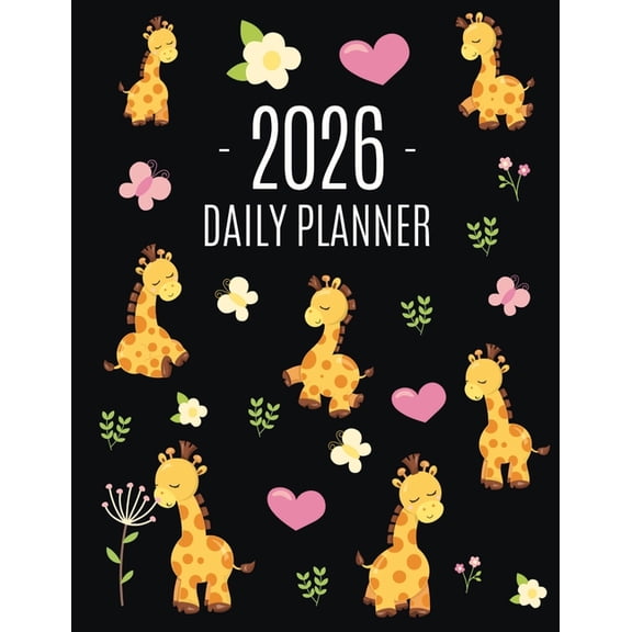 Cute Giraffe Planner 2026: Pretty Organizer for All Your Weekly Appointments Cool Safari Jungle Animal Scheduler: Januar, (Paperback)
