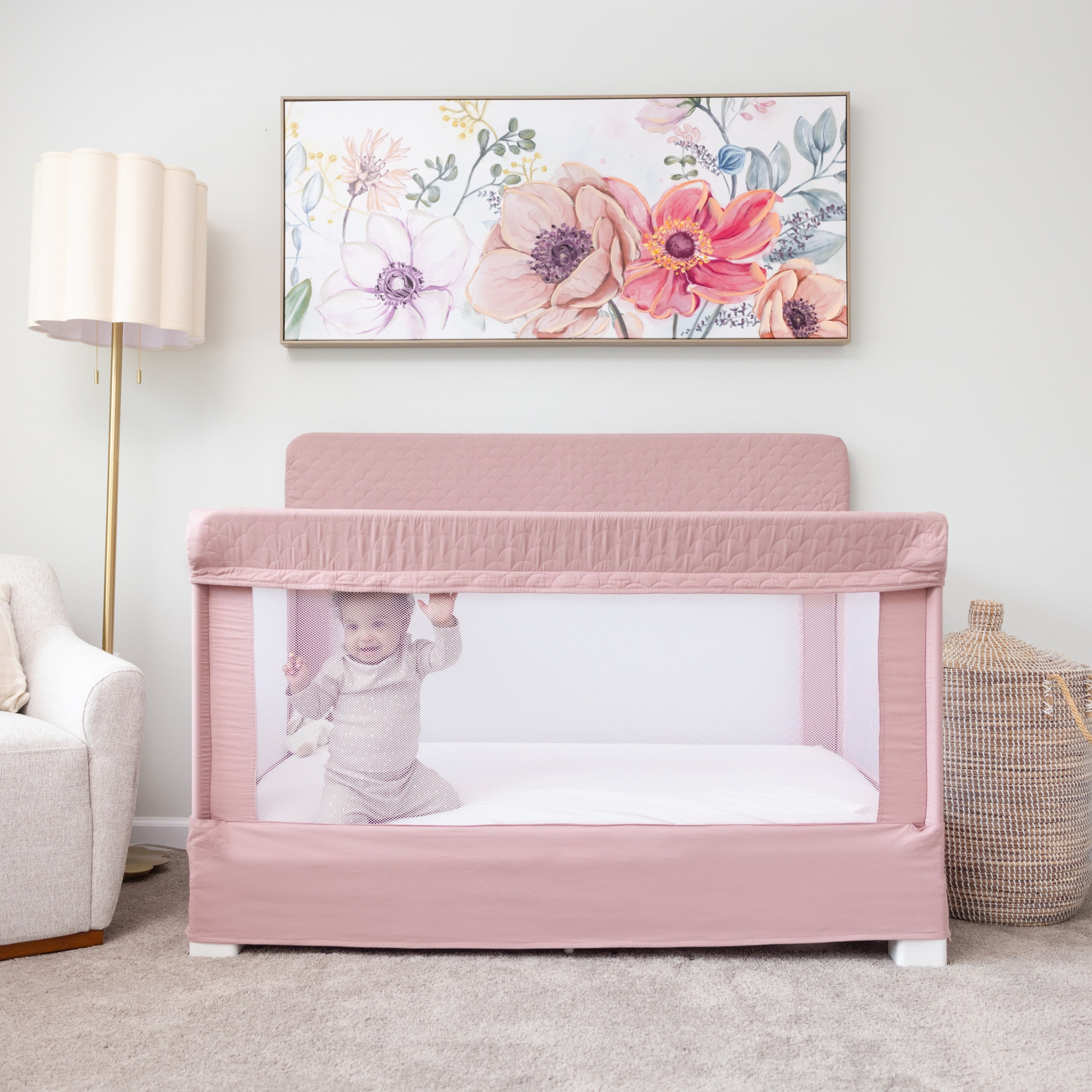 Baby Delight Lunaire Full Size Mesh Infant Infant Crib & Playard, Organic Rose
