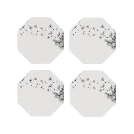 

Tideii Dandelion Blowing In The Wind for Leather Coasters 4 Pieces Anti-fouling and Anti-scalding Decorative Coasters Suitable for Restaurants Kitchens Coffee Shops-Octagon