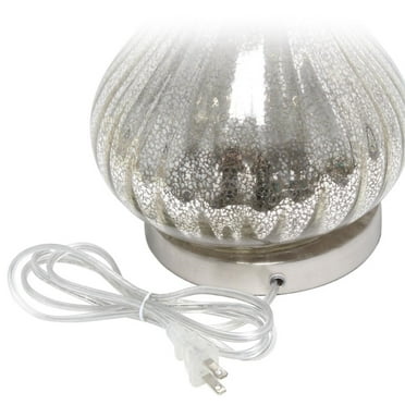 Lalia Home Glass Tear Drop Table Lamp in Mercury Gray with White Shade