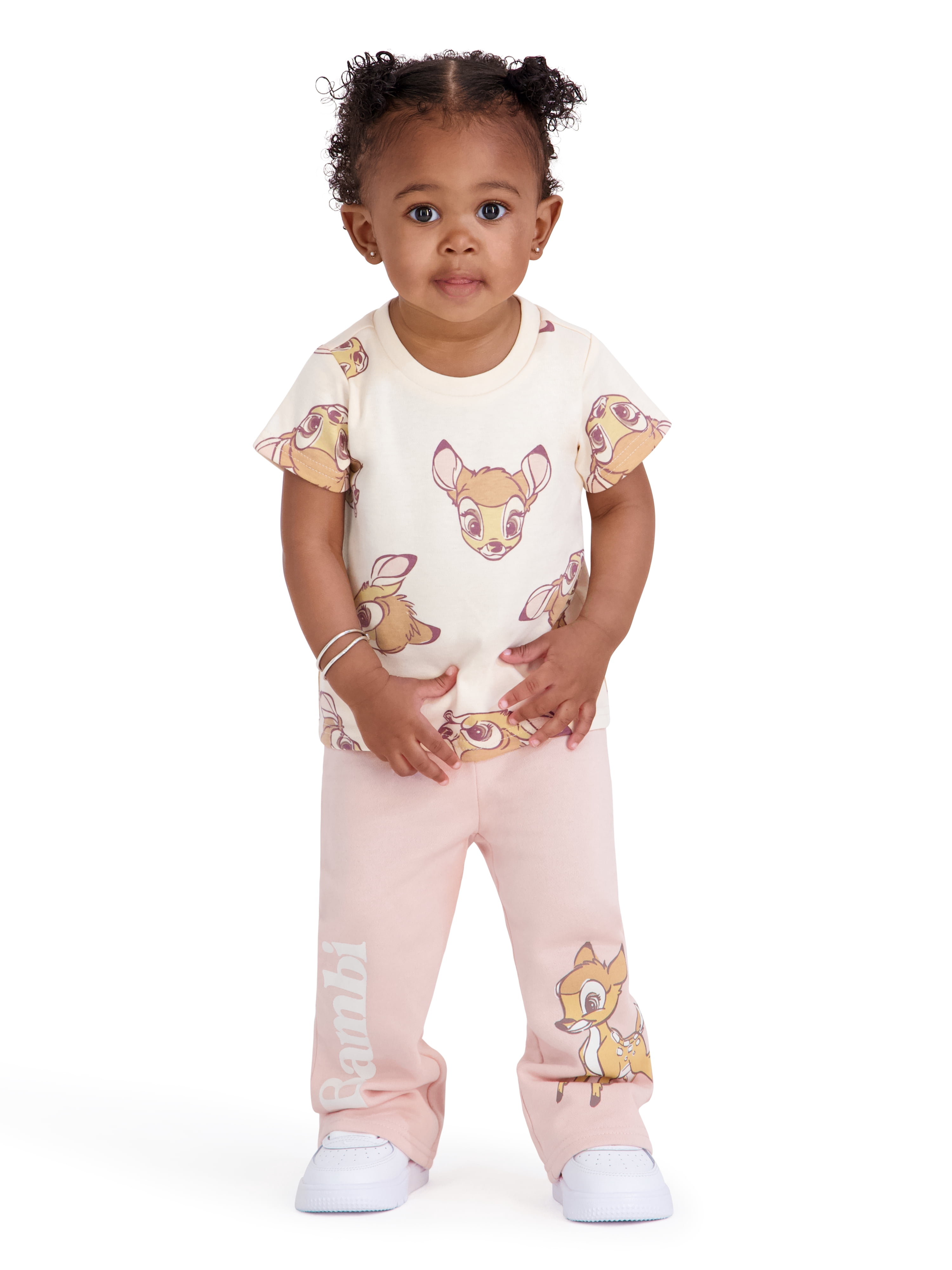 Bambi Baby Girl 3 Piece Fleece Jogger Set, Sizes 0-24 Months
