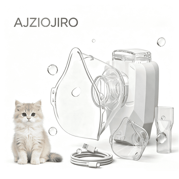 AJZIOJIROPortable Mesh Humidifier, Rechargeable Ultra Quiet Handheld Cool Mist Humidifier <50db For Home Family Small Pets Cats Dogs Travel, White