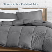 Bare Home Goose Down Alternative Comforter Set, Premium 1800 Collection, with Pillow Shams, 3 Piece Set, Queen, Gray