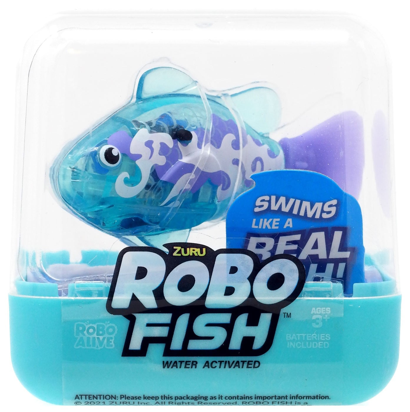 ZURU Robo Alive 7125a Water Activated Teal Fish for sale online 