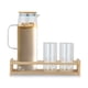 thumbnail image 1 of Juego de Vasos y Jarra de Vidrio con Tapa de Madera y Base de Bambu - Set 4 Vasos y Jarra de Cristal 1.5 L, 1 of 10