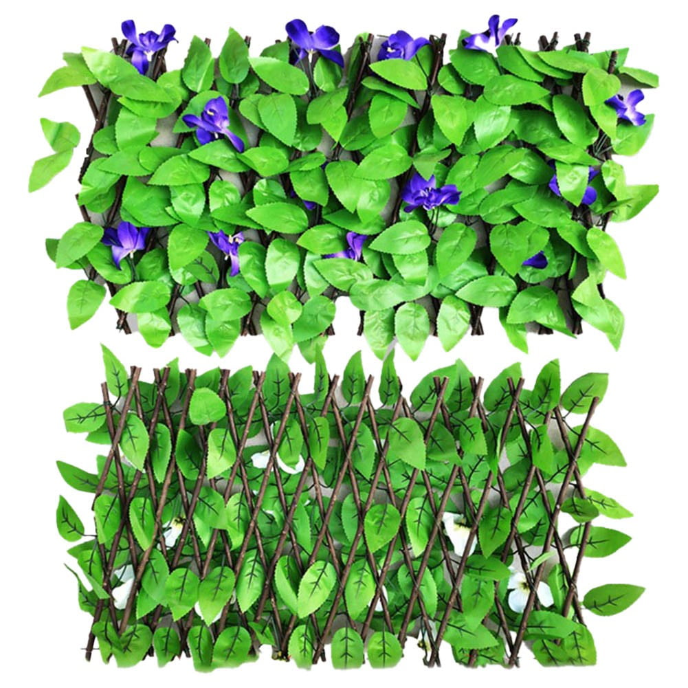 RichLink Simulation Telescopic Fence Fence Leaf Garden Decoration Plastic Green Plants,Purple orchid