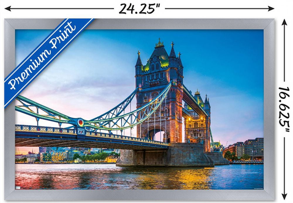 Timeless Visions - Tower Bridge Wall Poster, 14.725" x 22.375", Framed