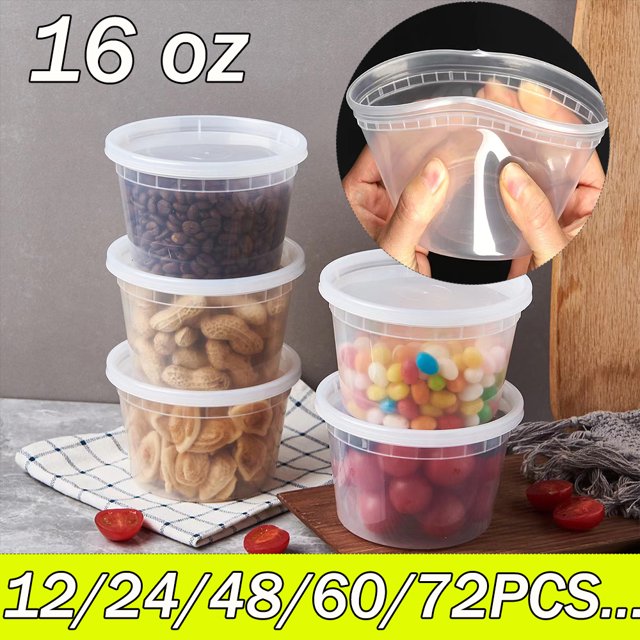 Plastic Deli Containers with Lids 16 oz Freezer Food Storage Containers