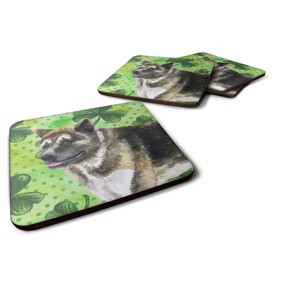 American Akita St Patricks Foam Coaster Set of 4 Green