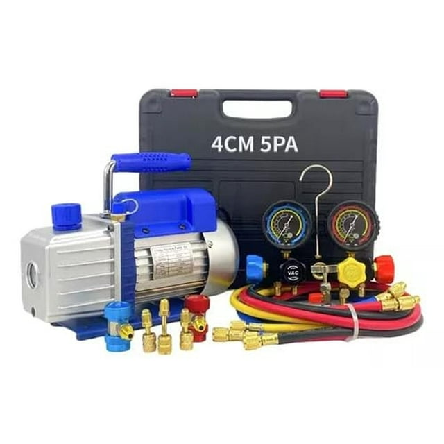 Bomba de Vacío FIXITFAST 4cfm 1/3hp con Manómetro R134a R22 R410a R404a para Refrigeración HVAC sin