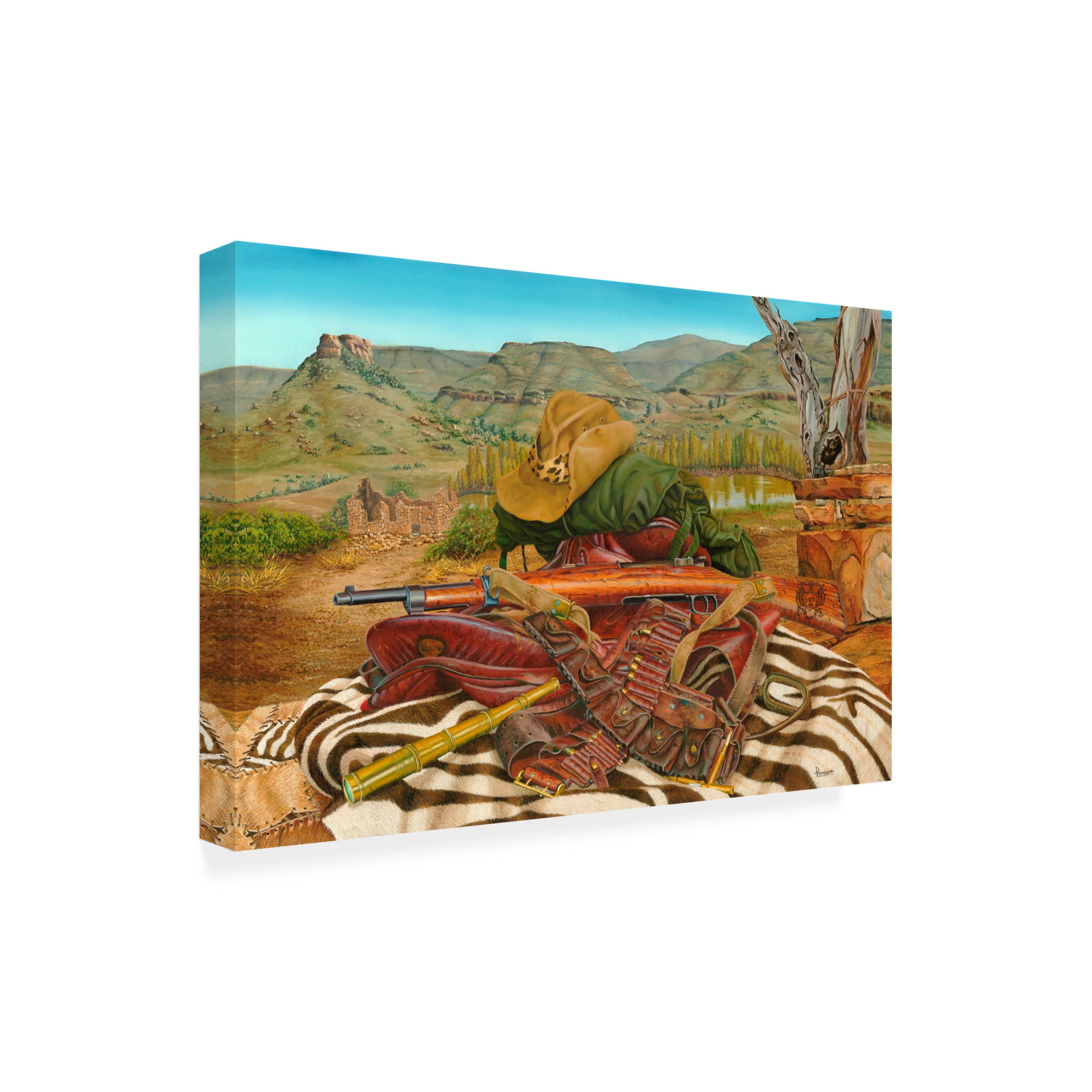 Canvas Wall Art - Delene Lambert 'Hunting Still Life 3' Wall Art for Living Room, Bedroom, or Office Décor by Trademark Fine Art - 32 x 22 Inches