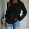 thumbnail image 2 of Besolor Women's Fall Spring Tunic Tops Crew Neck Long Sleeve Basic Blouses Solid Color Casual Plus Size Ladies T-Shirts, 2 of 8