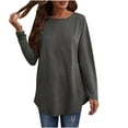 thumbnail image 2 of AXXD Womens Tops Dressy Casual Basic 2024 Summer Casual Long Sleeve Blouse Round Neck Tops T-Shirt, 2 of 6