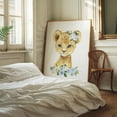 thumbnail image 3 of Lion, Jungle Animals, Safari Animals, Blue Flowers, Boy Nursery - Illustration Animal Watercolor Floral Wildlife Flowers Whimsical Unframed Wall Art Print 36 x 48 inches, 3 of 13
