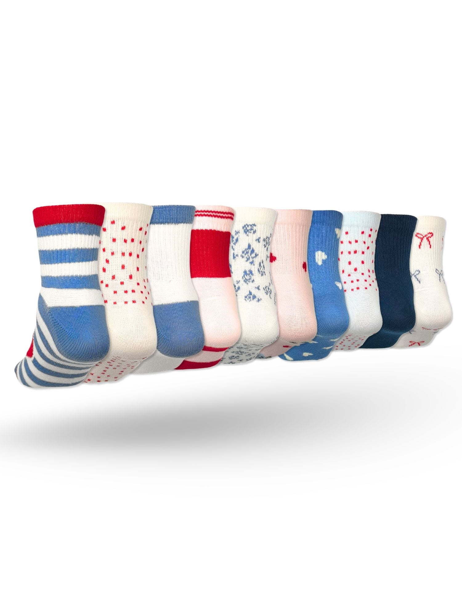 Wonder Nation Girls Ankle Stripe Socks, 10-Pack, Sizes S-L