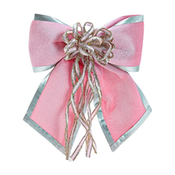 Pink Christmas Bows - Colth Bows with Silver Edge for Christmas Tree, Christmas Decorations for Tree, Garland, Christmas Tree Ornaments, 12.6 In