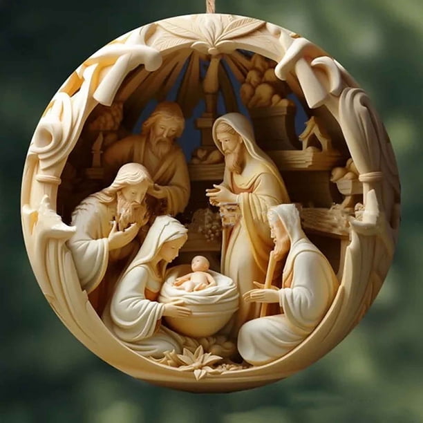 Adorno navideño de la Natividad de Harliver: adornos de la Natividad para árbol de Navidad, decoraciones navideñas de Jesús, adornos navideños divertidos, adornos de la Natividad, decoración colgante