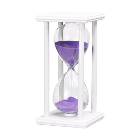 

Rinhoo Sand Clock Wooden Sand Hour Glass 60min Sandglass Table Desktop Timer Decoration Supplies White and Purple