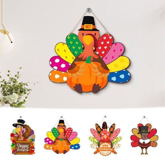 WYBXZ Thanksgiving Turkey Door Sign Decorations, Fall Welcome Porch Decor Door Hanger Outdoor Porch Decor, Thanksgiving Decor Home Indoor Outdoor