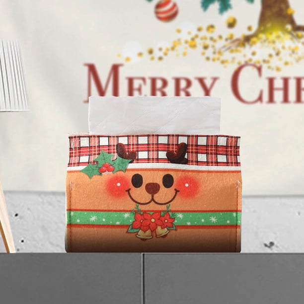 Cajas de pañuelos de tela no tejida, decoraciones navideñas, decoración de cajas de pañuelos navideñas, tela no tejida, dibujos navideños, decoración de cajas de pañuelos para mesa, adecuado para deco