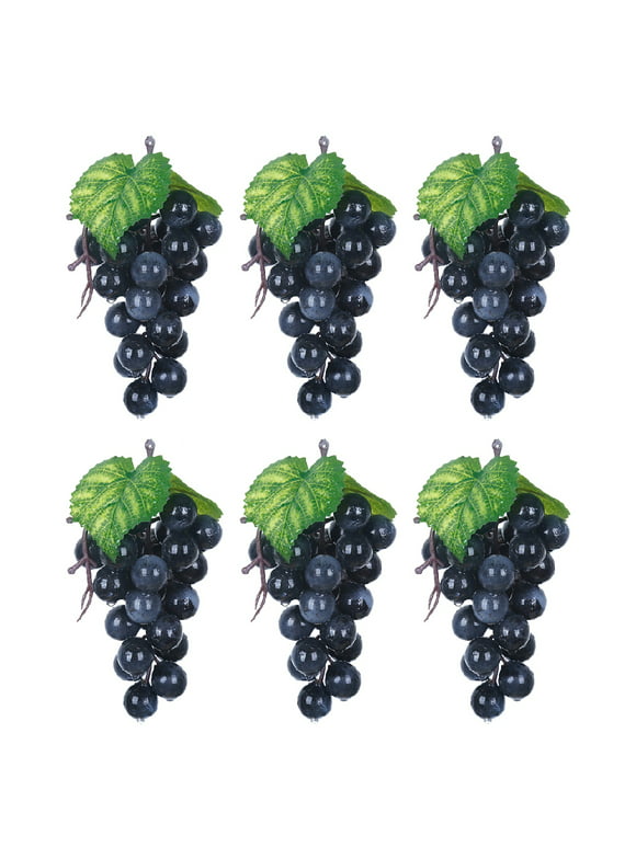 6 Bunches Artificial Grapes Grapes with Vines Grapes Decorative Grape in Black for Wedding Kitchen Party Home Decoration Photo Props
