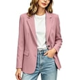 thumbnail image 6 of Sahpxhe Blazers for Women Two Button Notched Lapel Long Sleeve Lined Formal Suit Jacket with Padded Shoulder for Office Work Pink M, 6 of 8