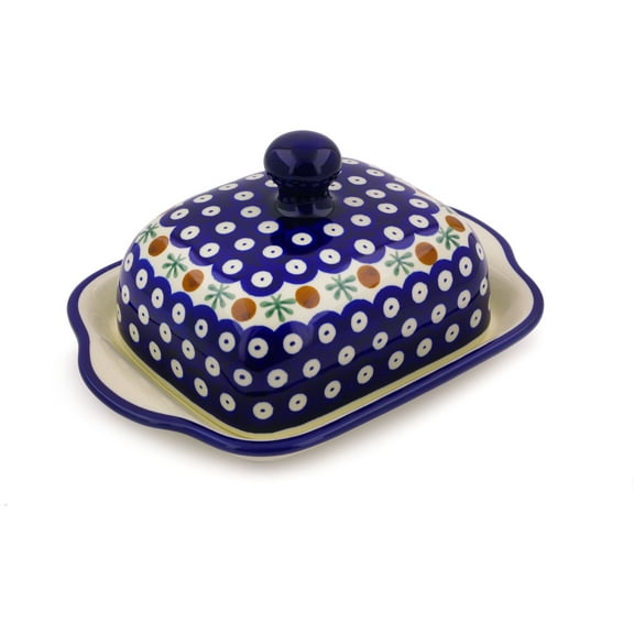 Polish Pottery 7¾-inch Butter Dish (Mosquito Theme) Hand Painted in Boleslawiec, Poland   Certificate of Authenticity