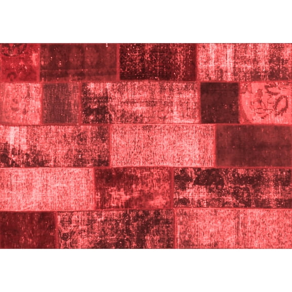 Ahgly Company Indoor Rectangle Patchwork Red Transitional Area Rugs, 2' x 3'