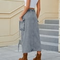 thumbnail image 5 of Denim Skirts for Women Y2K Jeans Skirt Girls Party Long Skirts Summer Maxi Skirts Casual A-Line Skirts Elastic High Waist Skirts Denim Pocket Jeans Skirts, 5 of 7