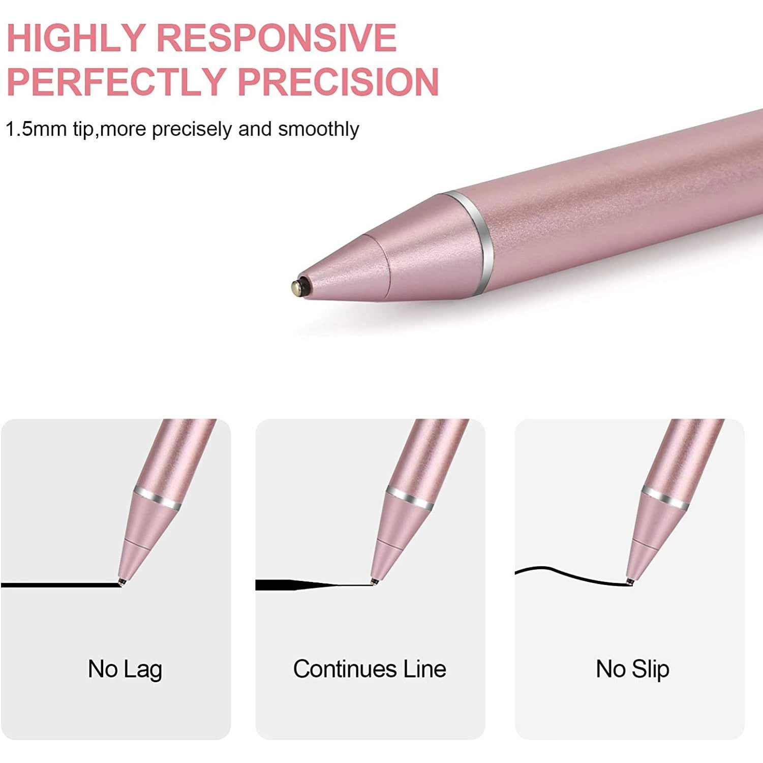 Digital Active Stylus Pen for iPhone 16/Pro/Max/Plus - Capacitive Touch Rechargeable Palm Rejection