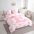 thumbnail image 3 of Castle Fairy Personalized Initial Girl 7-Piece Twin Bedding Sets,Pink White Bedding Comforter Set,Cartoon Bowknot Breathable Sheet Sets,Luxury Bedroom Decor, 3 of 8