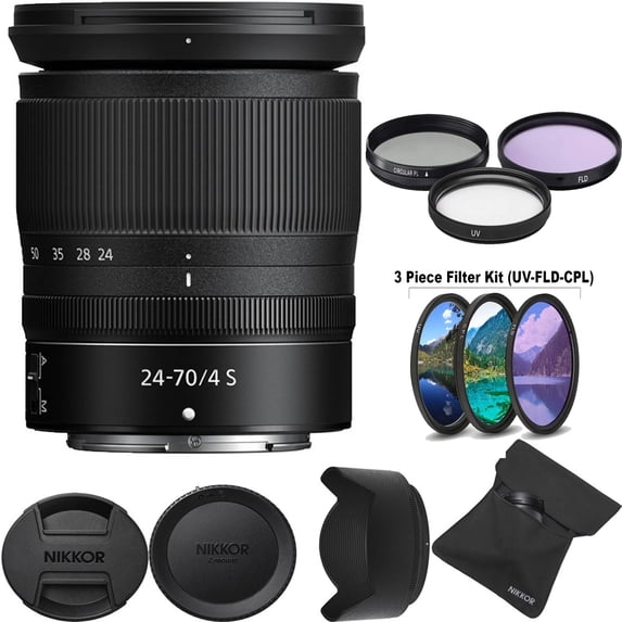 Nikon NIKKOR Z 24:70mm f/4 S Lens with 72mm Filter Kit (UV, FLD, CPL)