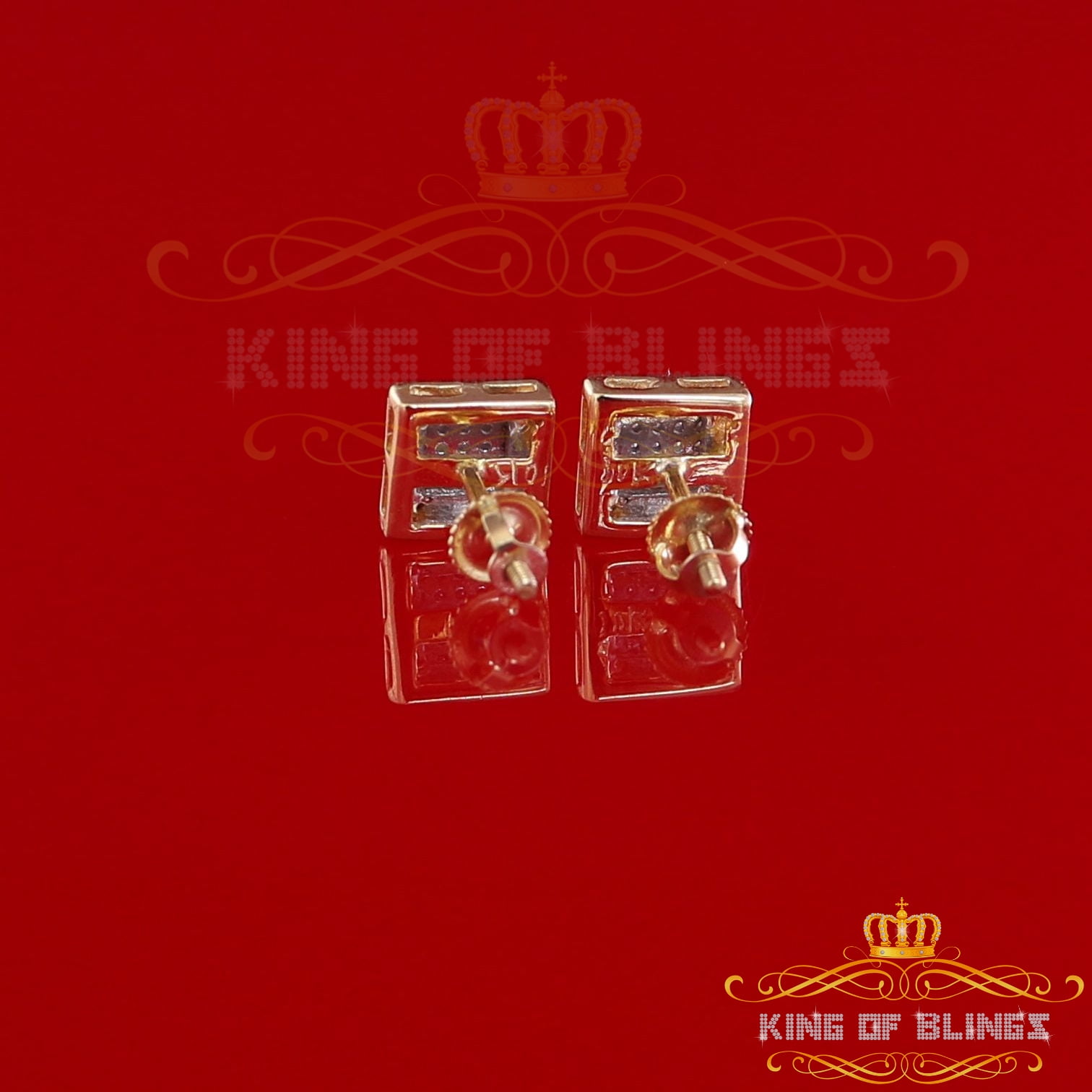 King of Bling's 10K Real Yellow Gold Real Diamond 0.15CT Men's/Women's Stud Micro Earring