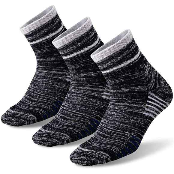 Yoyoo 3 PYoyoors Yoyoo's Hiking Walking Socks, Multi-pack Wicking Cushioned Outdoor Recreation Crew Socks(Black)