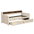 thumbnail image 6 of Historyli Go5H Twin Size Snowflake Velvet Daybed With 2 Storage Drawers And Built-in Storage Shelves, Velvet Upholstered Back, Wooden Frame, No Springs Required For Bedroom, Living Room, 6 of 9