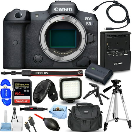 Canon EOS R5 Mirrorless Digital Camera (Body Only) + 64GB + Tripod Bundle
