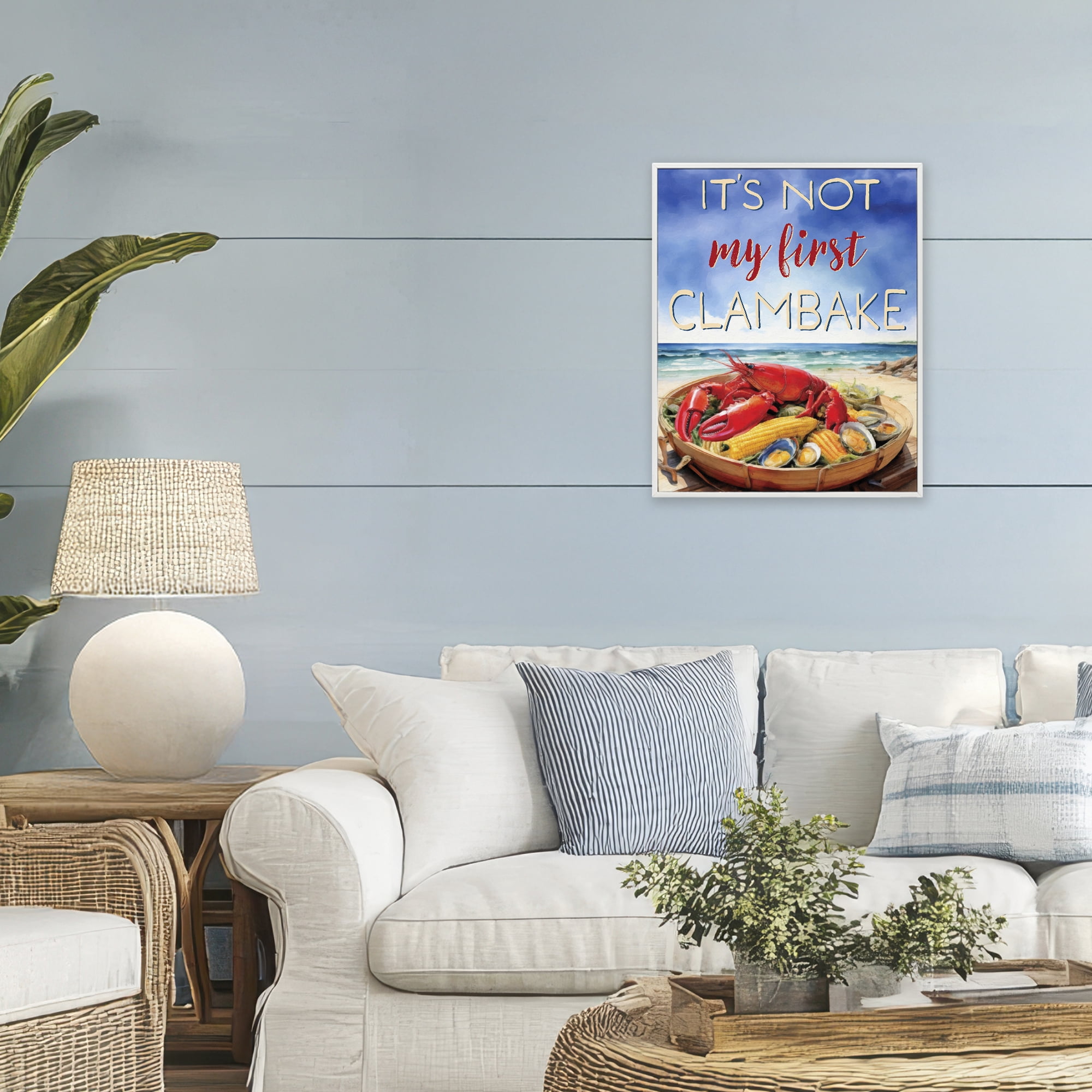 Stupell Industries Not My First Clambake White Framed Giclee Art, design by Grotto Studios