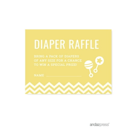 Diaper Raffle Yellow Chevron Baby Shower Games,