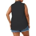 thumbnail image 4 of Plus Size Tops for Women Summer Collared V Neck Polo Shirts Casual Sleeveless Tank Black Xl, 4 of 6