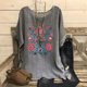 thumbnail image 2 of Camiseta de Mujer Camiseta de Manga Corta Impresión Casual Raglan Suelto de Lino Top Blusas, Cuello de la Tripulación, 2 of 4